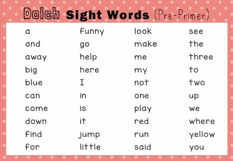 Kindergarten Sight Words